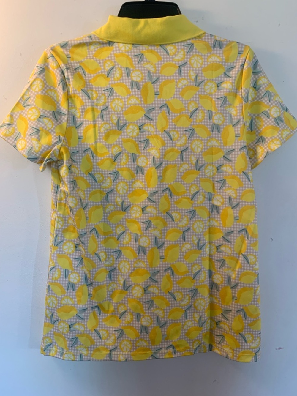 Lands' End Womens Short Sleeve Supima Polo Bright Sun Yellow Lemon Check Medium - Picture 5 of 7